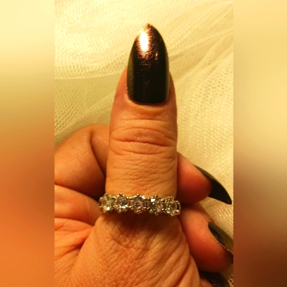 Brilliant-Cut White Sapphires in a Sterling Silver Ring